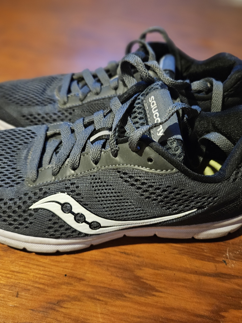 Saucony Black and White Mesh Running Shoes